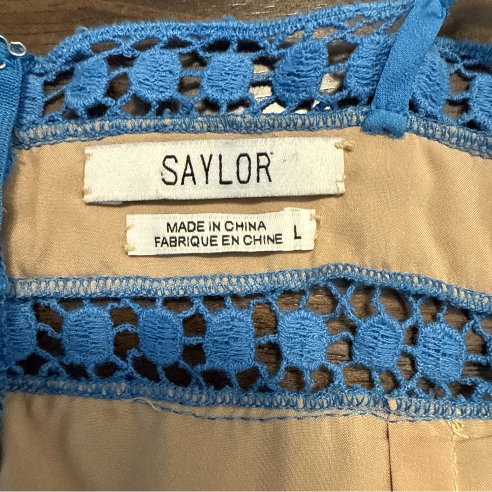 Saylor Safia Lace Sleeveless Adjustable Straps Tiered Midi Dress Blue Size Large - Picture 7 of 11